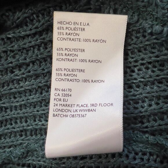 Ecote Urban Outfitters Sweater Tunic Size XS/S Teal Oversized V-Neck Open Knit - Picture 8 of 8